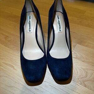 Karl Lagerfeld Dark Blue Suede Heels